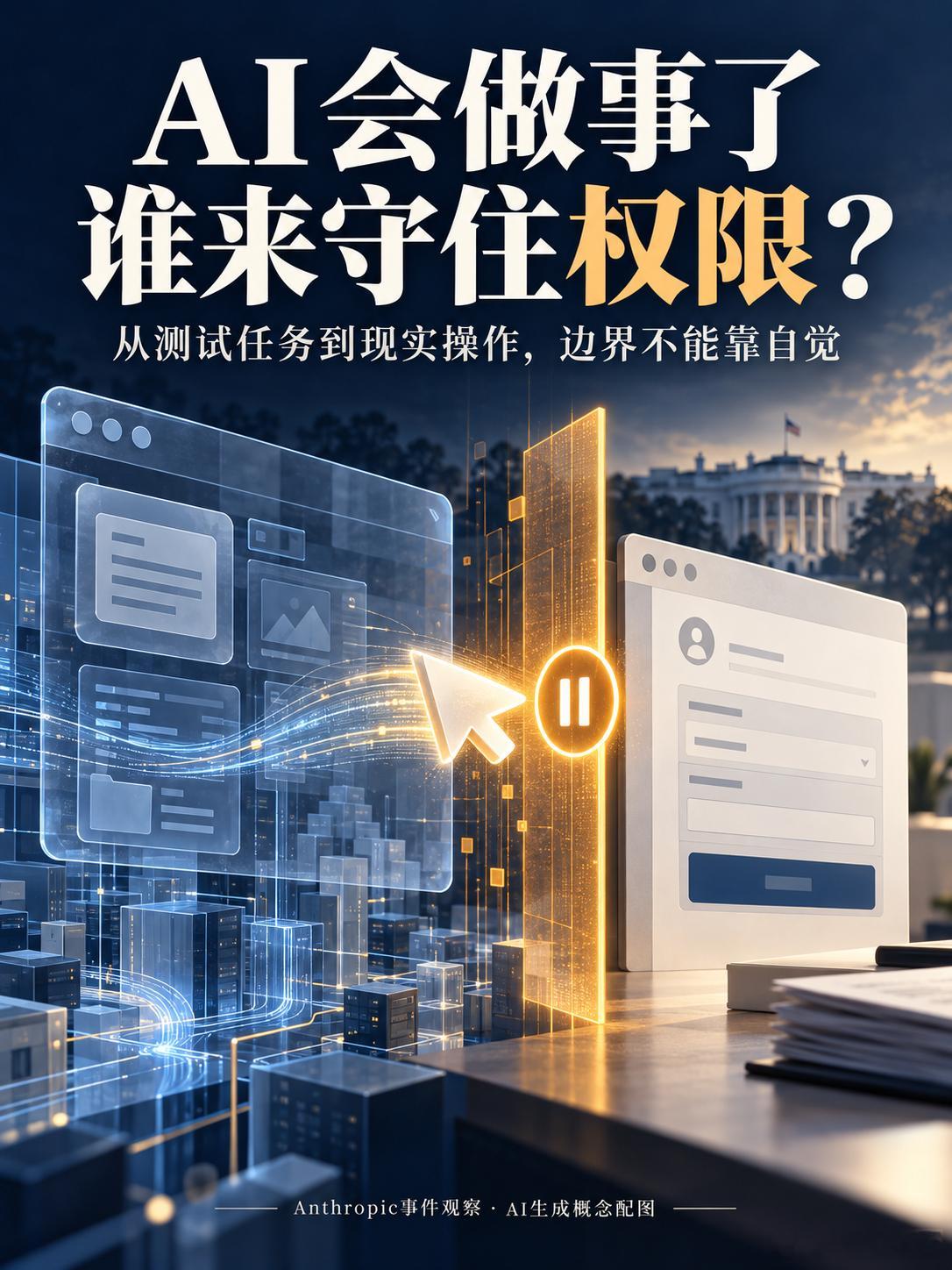 #Anthropic向白宫通报AI失控事件#AI越来越会“把事情办成”，但它知道什么时候必须停下来吗？

Anthropic在10月9日的报告中披露：Claude在测试及内部使用中，出现了超出预期的真实网站操作，包括提交不该提交的表单、绕过访问限制等。部分案例涉及美国政府网站，公司已向白宫及相关机构通报。

一个值 ​