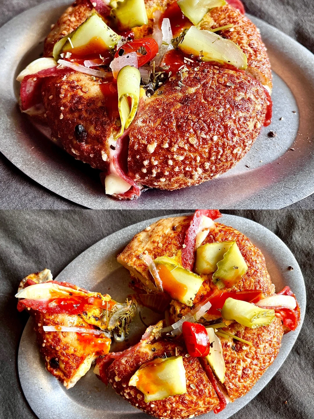 ☀️｜春暖🍃“开花”🌼的贝果🥯sandwich Pizza