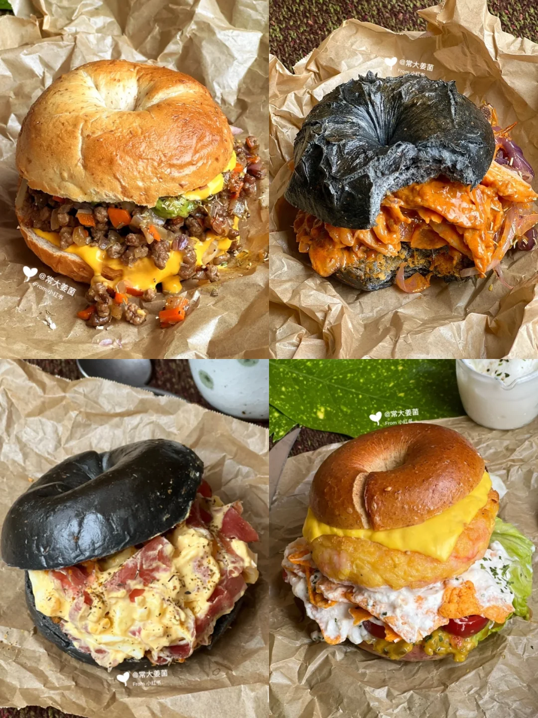 干饭人挚爱篇！一口塞不下贝果三明治🥯🍤🧀