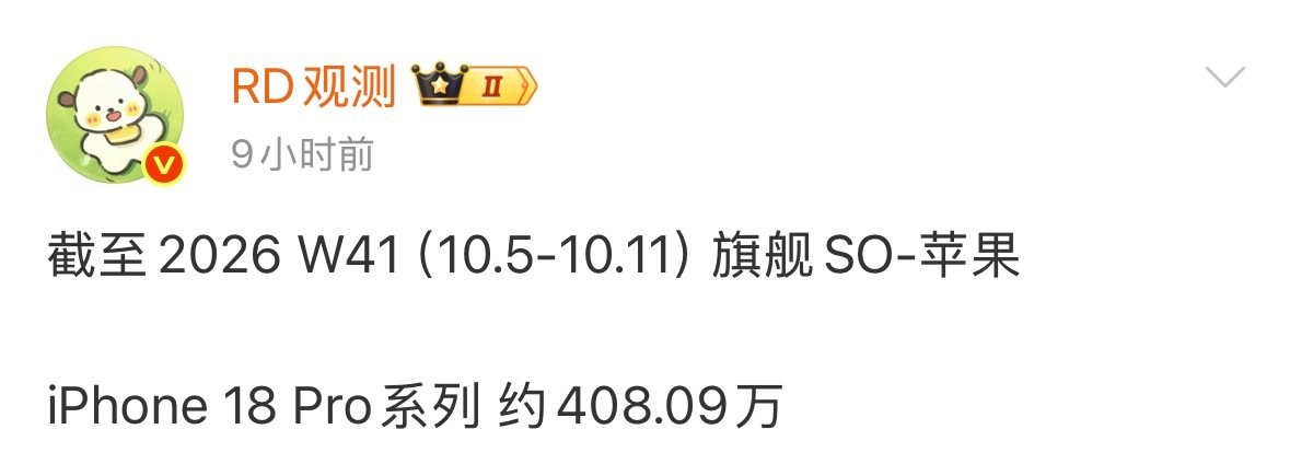 一个月左右的时间，iPhone 18 Pro系列的销量已经来到了408.09万，太恐怖了[允悲] ​