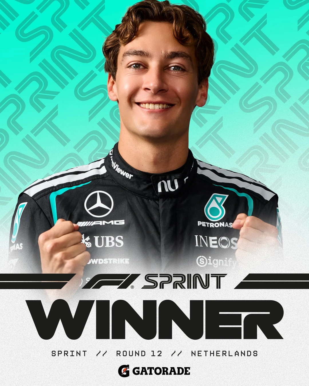 拉塞尔夺得了2026赛季F1荷兰🇳🇱大奖赛 冲刺赛的冠军🥇，勒克莱尔夺得冲