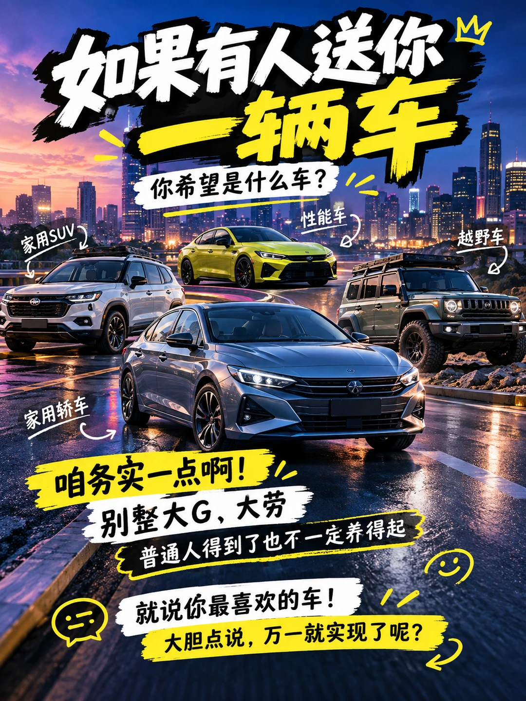 如果有人送你一辆车，你希望是什么车？
