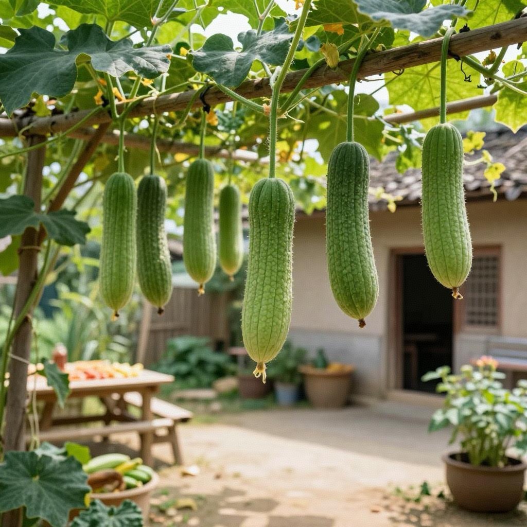 诗（丝瓜不服）
​
​作者/凤非
​满腹经纶悬碧架
​一生清瘦伴烟霞
​因何不入