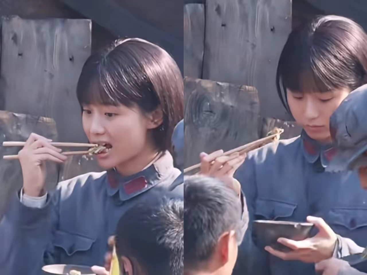 不好意思，即使被吐槽我也要说！
看到阿嫲的演员王晓慧的路透图，我发现她有个点做得太好了，全是打了很多人的脸。
​王晓慧有个剧组跟拍花絮，镜头里面她正在和工作人员一起吃饭，她吃得好萌啊，看起来真的像刚毕业的大学生。
​然后我注意到了她拿筷子的方式，真的非常标准规范，这才是拿筷子的正确 ​