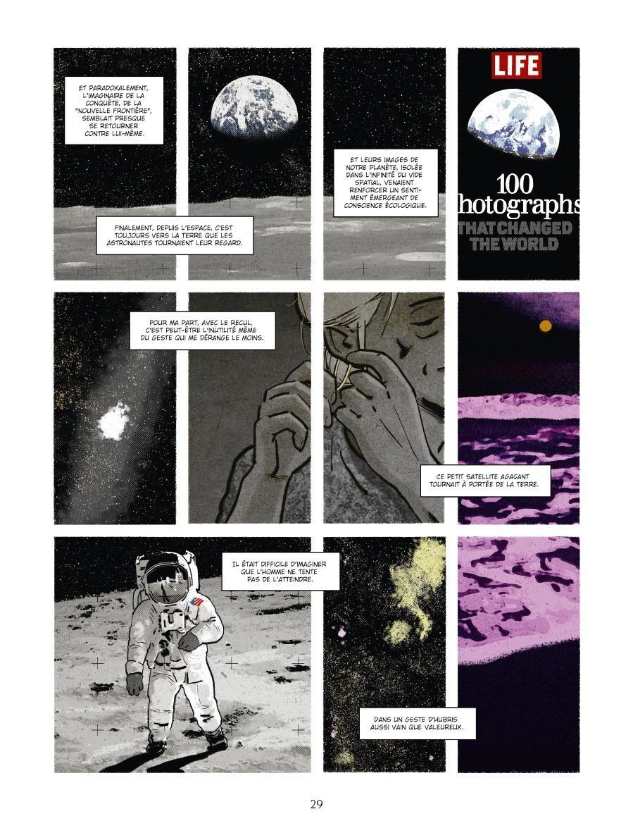 一部讨论太空探索的漫画《登陆》（Land by Olivier Dubuquoy + Philippe Squarzoni），聚焦于探讨当前「太空殖民」的利害关系。我是单纯觉得画风挺独特的，一些场景处理挺漂亮的。太空探索会产生多少二氧化碳？我们的未来将付出怎样的代价？太空资本主义的承诺是否可行，甚至是否可取？世界各地的科学家、天文学家和普通民众正在为反对太空垄断而战，力求让天空保持自由共享的公共空间。典型的探讨公共议题的科普向欧漫，好像这类漫画还是以法漫居多，每年都会有类似的作品出现（以探讨环保议题的为最，还是比较有欧洲特色的其实），这类书一般都很难读其实，因为对话实在太多了，而且有的时候还牵扯很多专业词汇。当然，对于热衷于此类议题的朋友来说这些就不是问题了。📣 所有图片资源源自网络，侵告删 📣