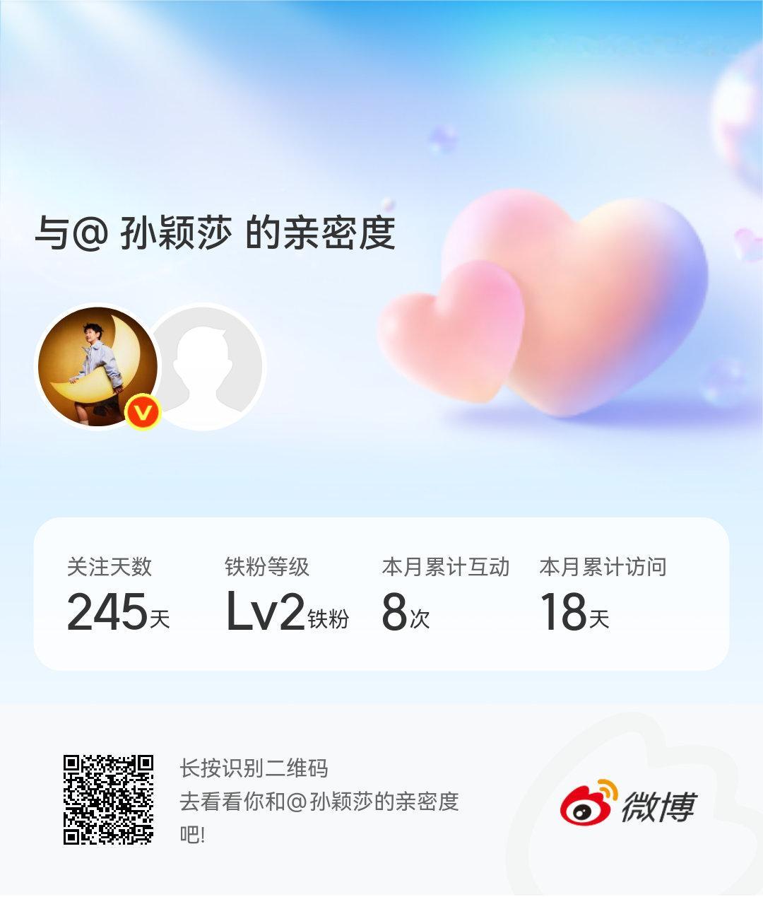 快来看看我与的亲密度！
 #微博亲密度##与孙颖莎的亲密度#唯爱孙颖莎！ ​