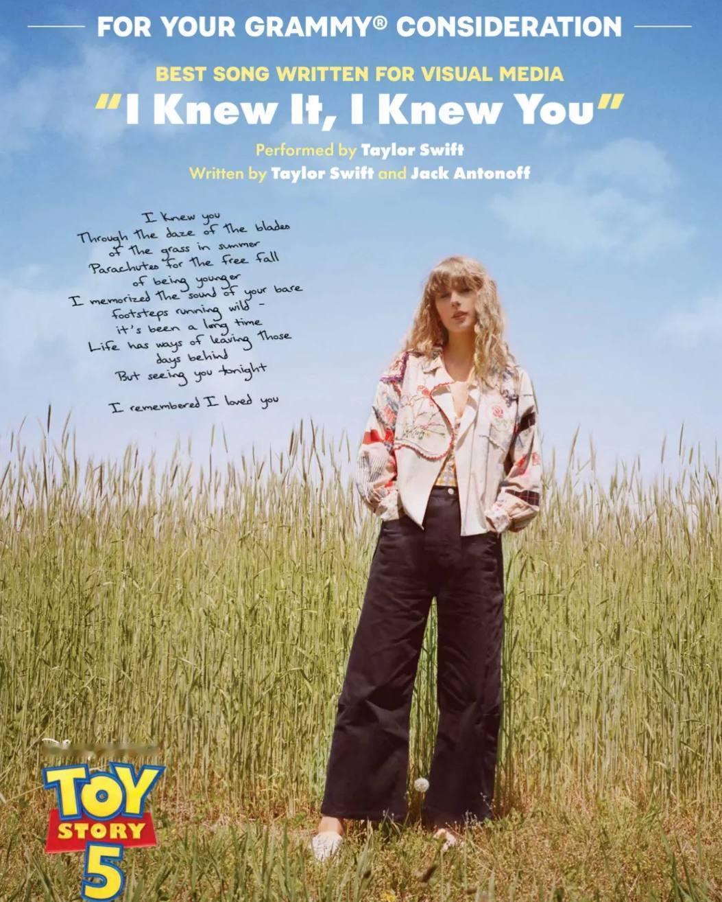 【格莱美2027】Taylor Swift 第69届格莱美奖「For Your Consideration / 供您考虑」原声单曲「I Knew It, I Knew You」双版FYC公关海报： ​