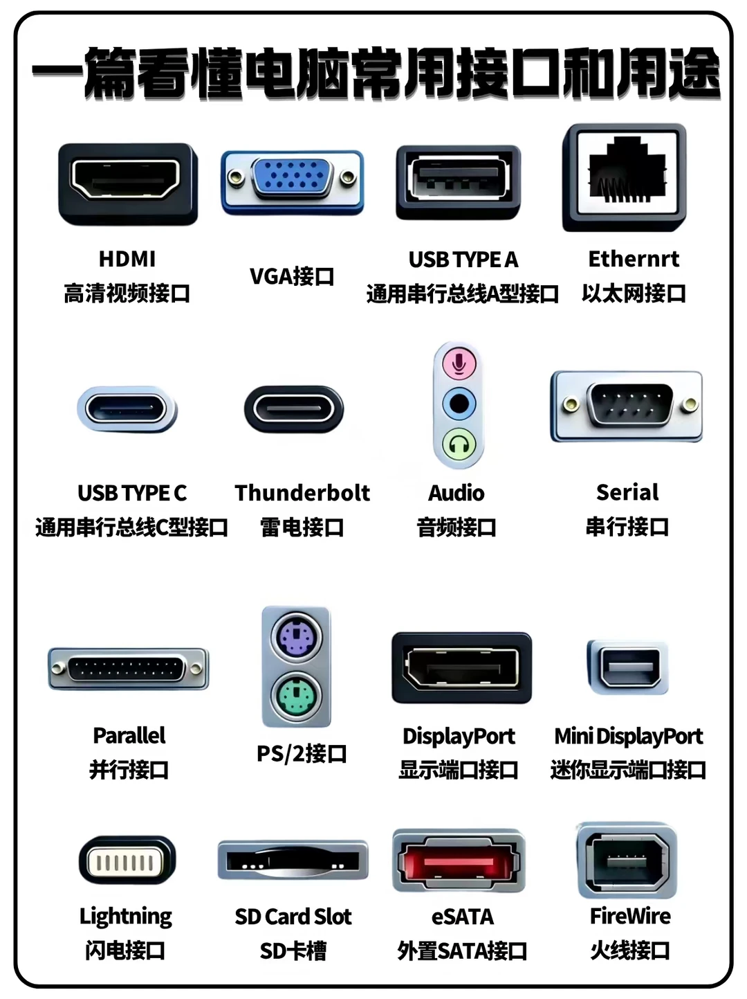 一篇看懂电脑常用接口和用途❗️