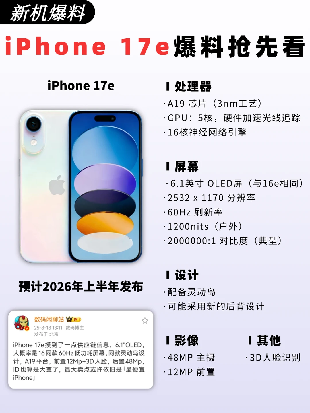 iPhone 17e前瞻🔥新外观与灵动岛加持‼️