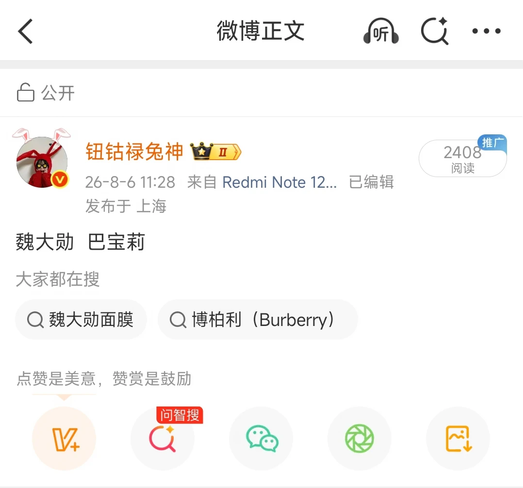 魏大勋巴宝莉快来了