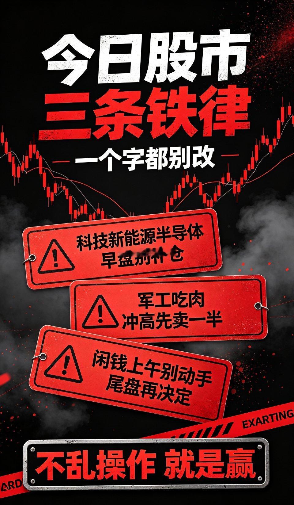 #A股 美债#
家人们注意！今日股市，只有三个明确操作，一个字都别改
 
今天收盘，估计又有不少人烟都抽得勤了点。
 
昨天还抢着买农业的，今天直接吃大面；前几天还喊科技牛回来了的，今天创业板跌得连亲妈都认不出。也就军工硬了一天，立马一堆人跳出来喊“新主线确立”，真的没必要。
 
别听那些马后 ​