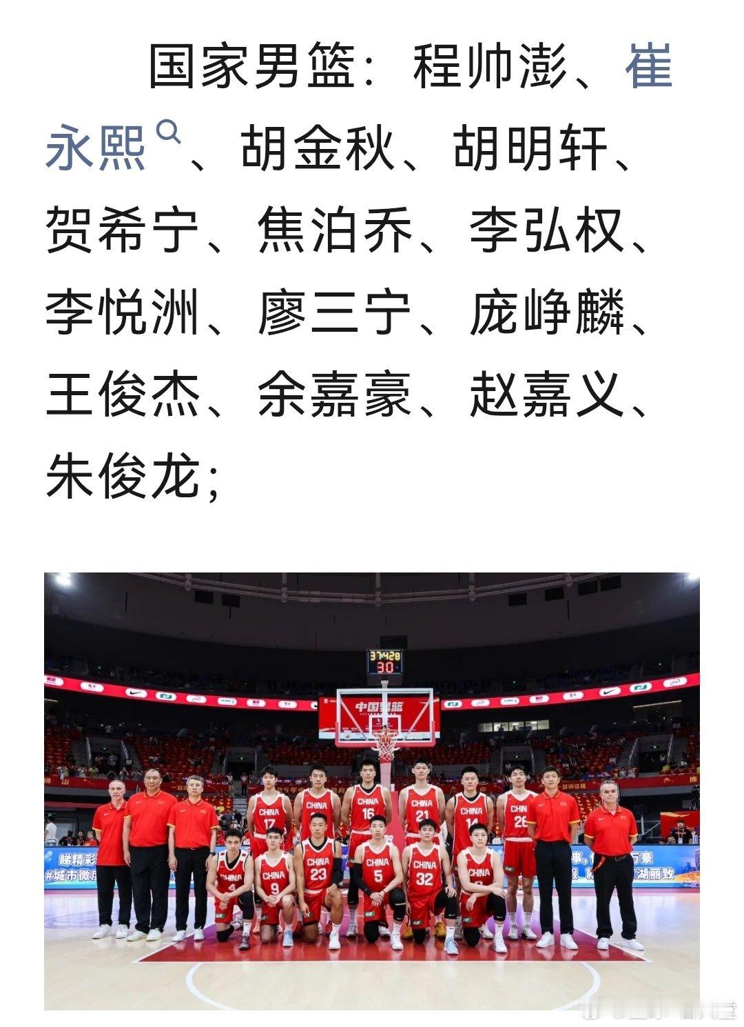 中国男篮征战2026名古屋亚运会大名单公布 本届亚运会  中国男篮与菲律宾  巴林  哈萨克斯坦同组 首场小组赛9月11日对阵哈萨克斯坦 ​