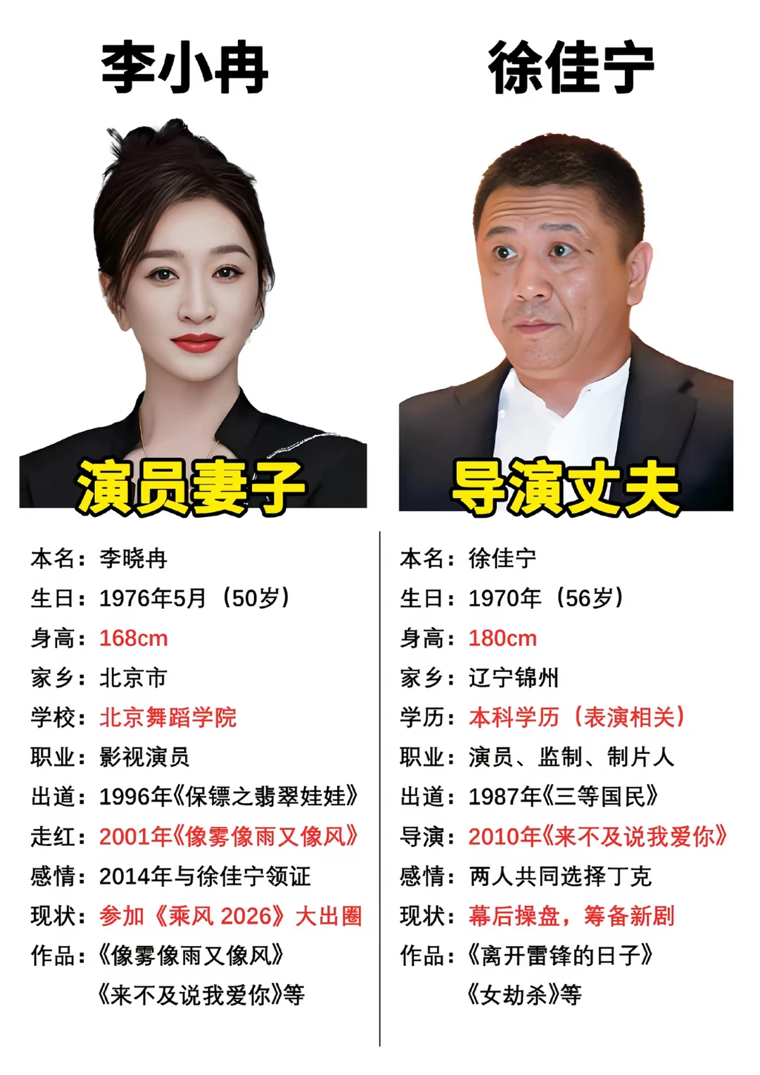 好奇查了一下李小冉的前夫徐佳宁，
不查不知道，一查惊呆了！
他根本不是什么普通的金牌制片人，而是家底和人脉都相当深厚的圈内资深玩家！

好多人对他的印象，就停留在 “守了李小冉十六年的男闺蜜”“求婚说给五个亿随便作” 的梗里，以为他就是个沾了老婆热度的普通影视从业者。可往深了扒就知道，他的底气从来都