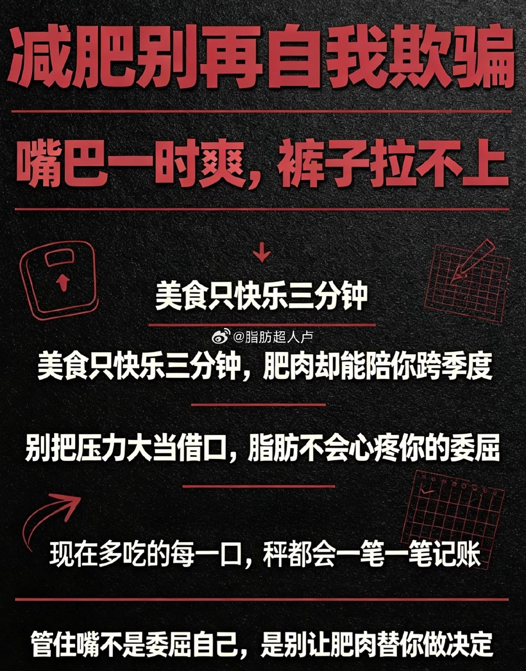 大晚上的，划走美团外卖🥡，清醒一点！就吃一口👄是长胖的开场白，保持饥饿感会给你更多自由和自信！[努力] ​