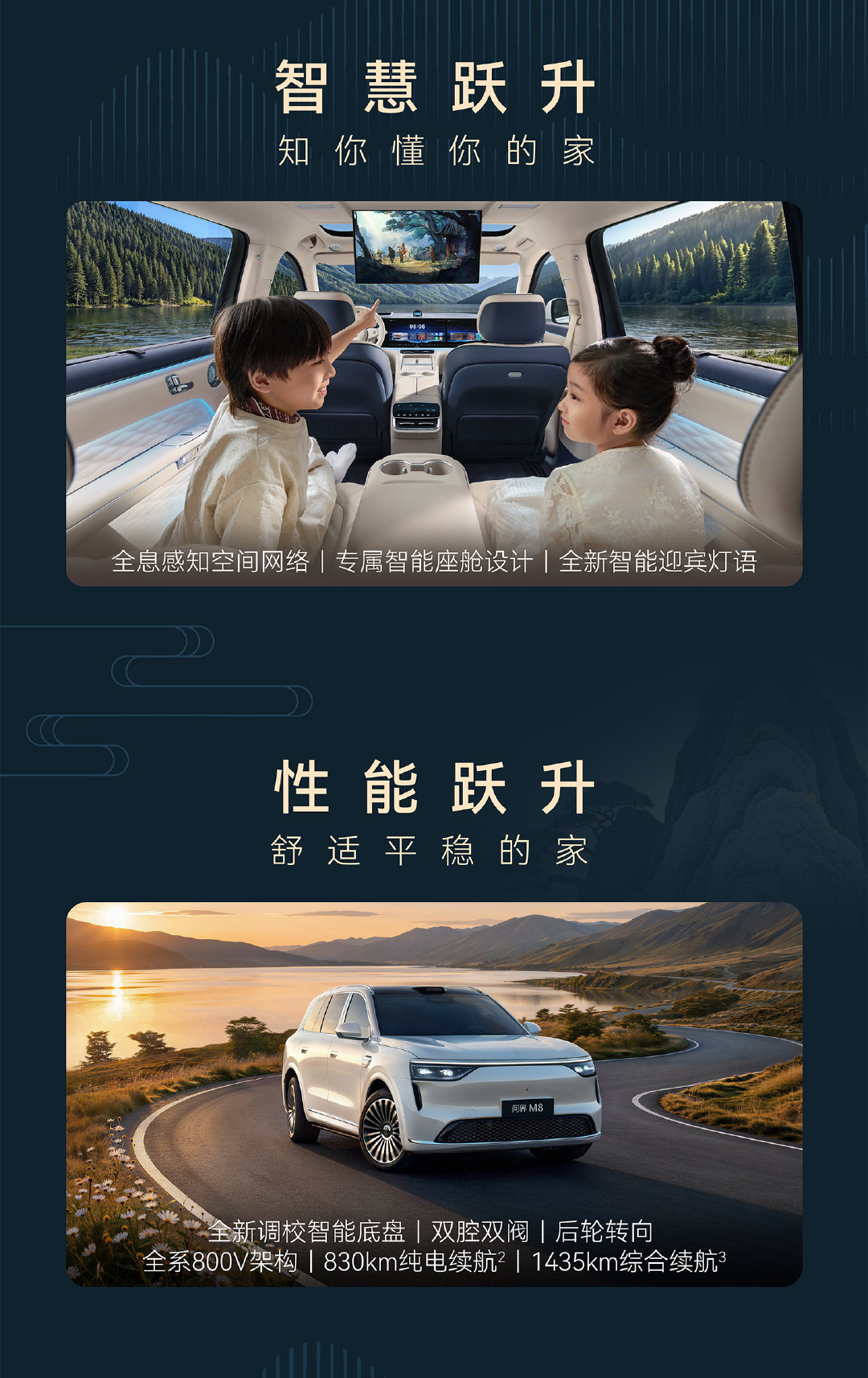 问界新 M8 开启预售了，38.98 万元起。作为赛力斯主导后的首款新车，外观变化不大，升级主要在内饰、底盘和三电：

这次全系标配 L3 级架构和华为乾崑 ADS 5。

底盘和后轮转向是重点，双腔双阀加后轮转向。

三电同步提升，830km 纯电续航、1435km 综合续航。

#汽车黑科技##问界m8# ​