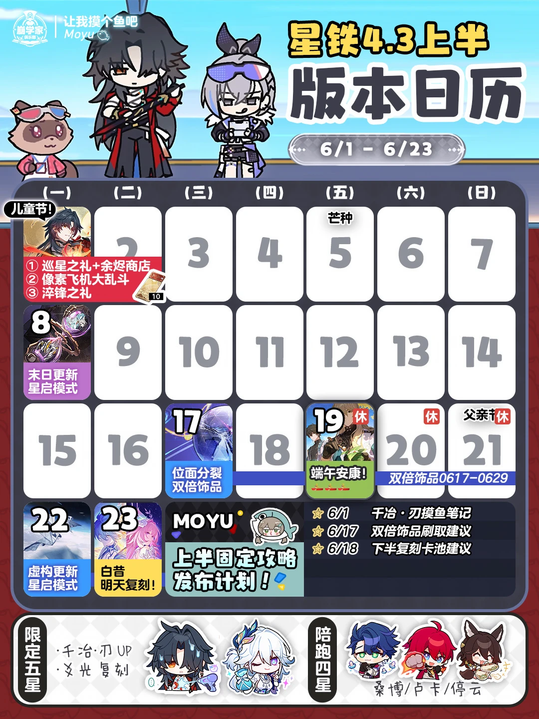 星铁V4.3全版本活动日历丨沉于生者的忘川
