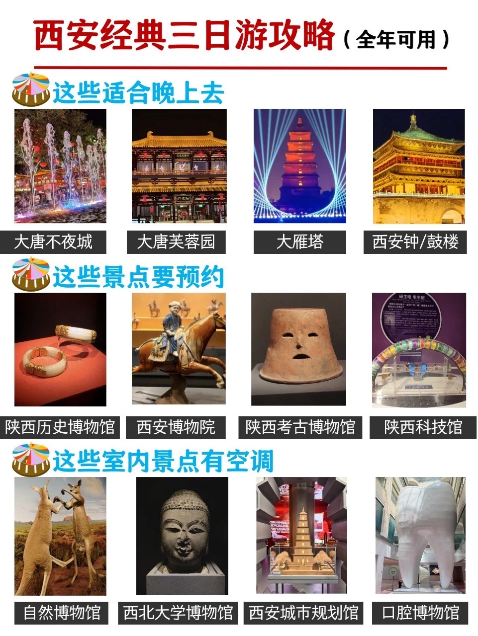 全年可用的西安经典三日游攻略（不含华清宫）