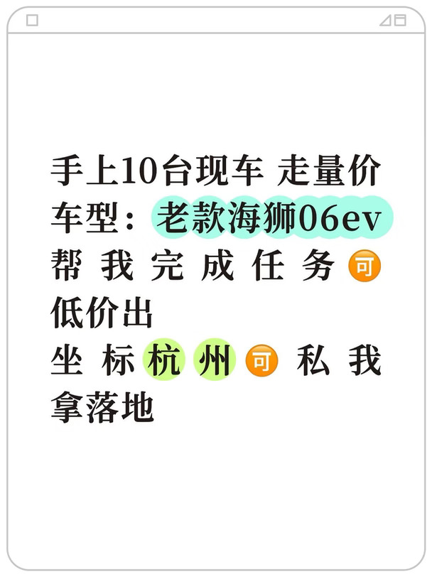 杭州海狮06ev低价出