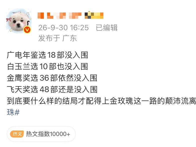 #曝利剑玫瑰导演没报飞天奖#
为什么没报飞天奖，是因为不想吗？ ​