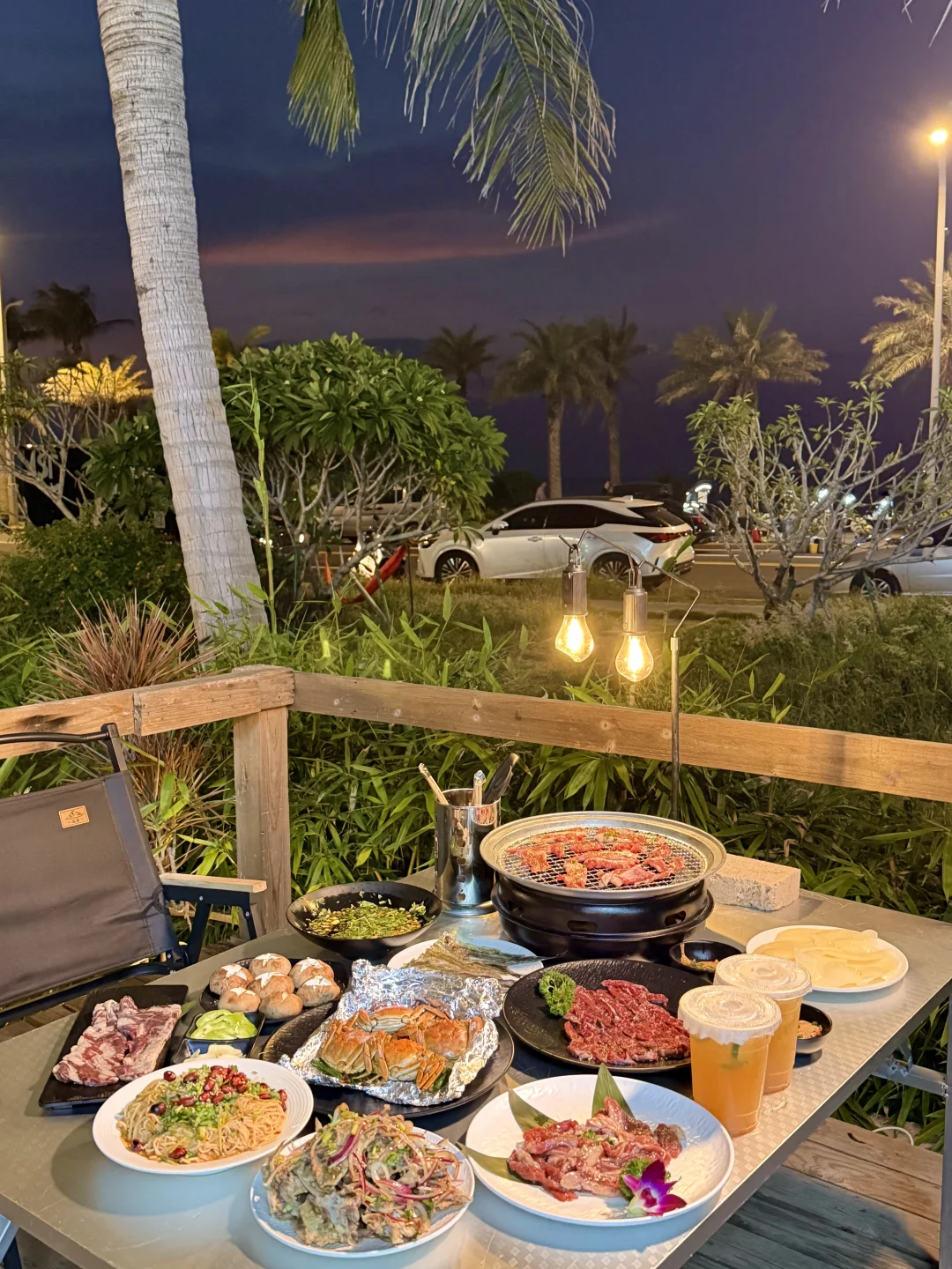 海口好浪漫 在海边看日落烤肉🌅