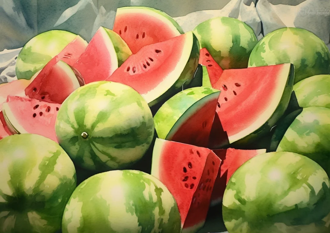 AI水彩：西瓜