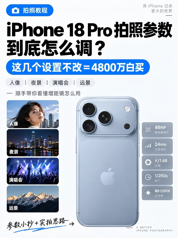 iPhone18Pro 四档可变光圈｜参数抄作业📸