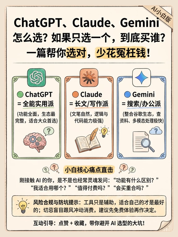 AI工具系列：ChatGPT、Claude、Gemini选哪个