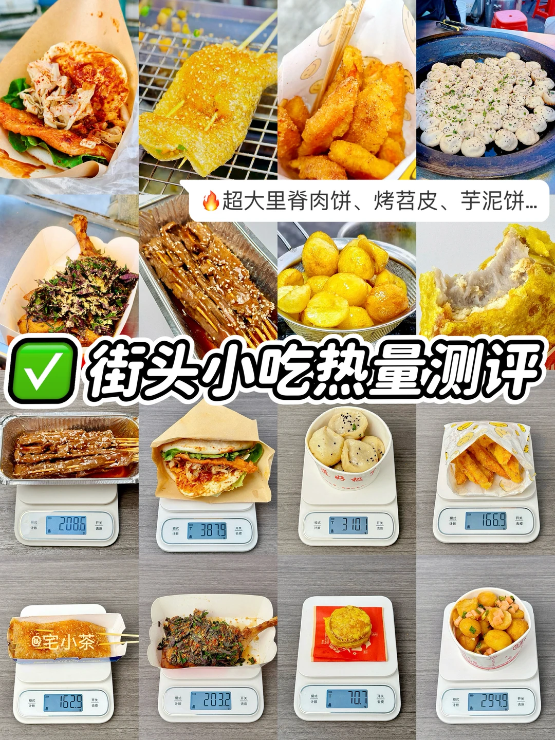 街头小吃热量测评！超大里脊肉饼、烤苕皮…