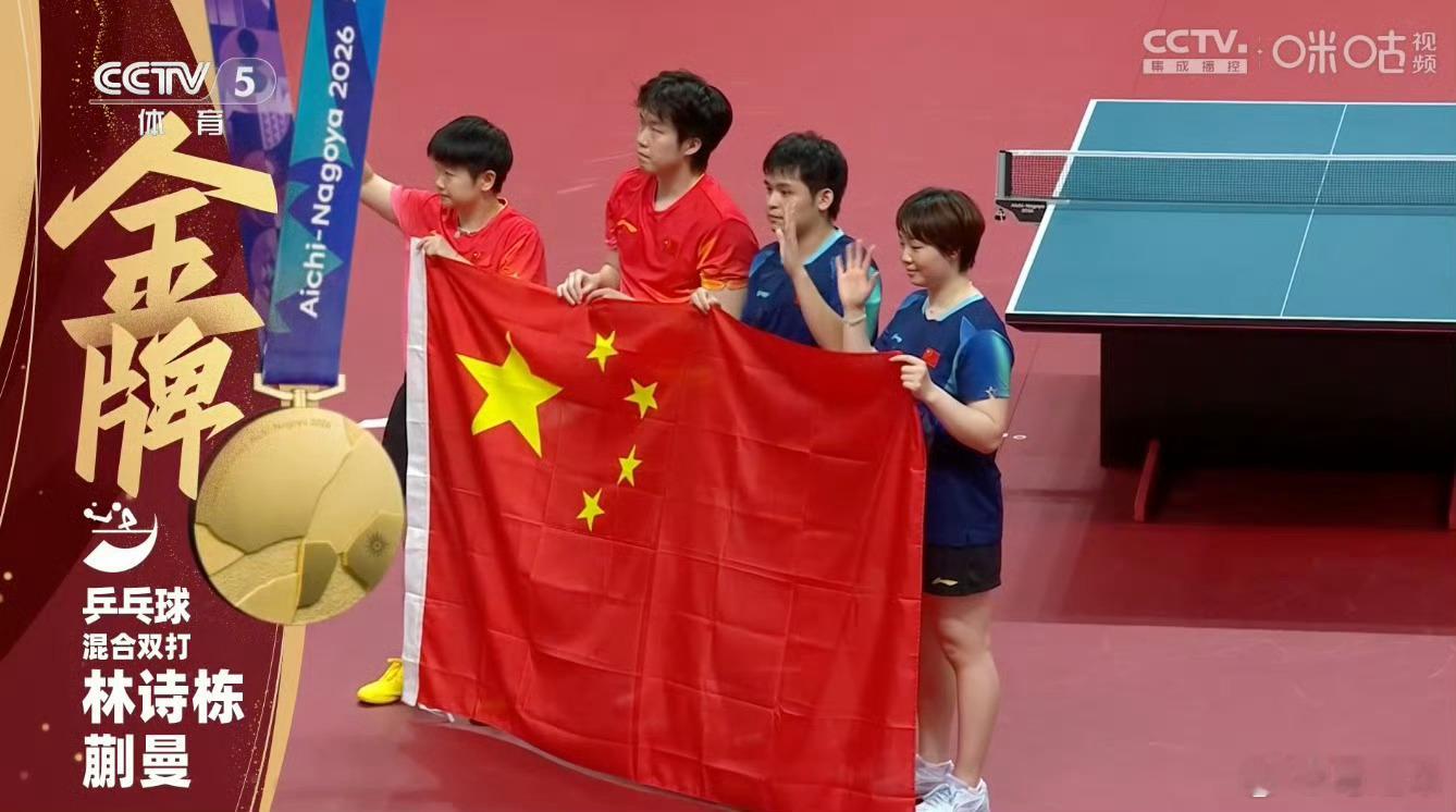 🏓#蒯曼林诗栋混双金牌#

恭喜蒯曼、林诗栋！亚运混双决赛，这对搭档顶住压力，奉献了一场极具含金量的对决，把金牌稳稳留在了国乒！🇨🇳

这场胜利，不止是一块金牌那么简单。

它意味着，国乒终于可以放心地让男女一号单打主力不再兼项混双了！

同时，国乒因为巴黎采取男女一号位组混双带来的 ​