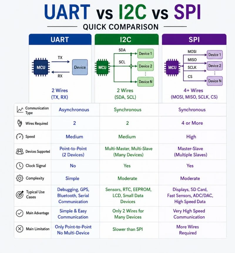 🚀 UART、I2C 或 SPI – 你该选择哪一个？
在嵌入式系统中，通信协