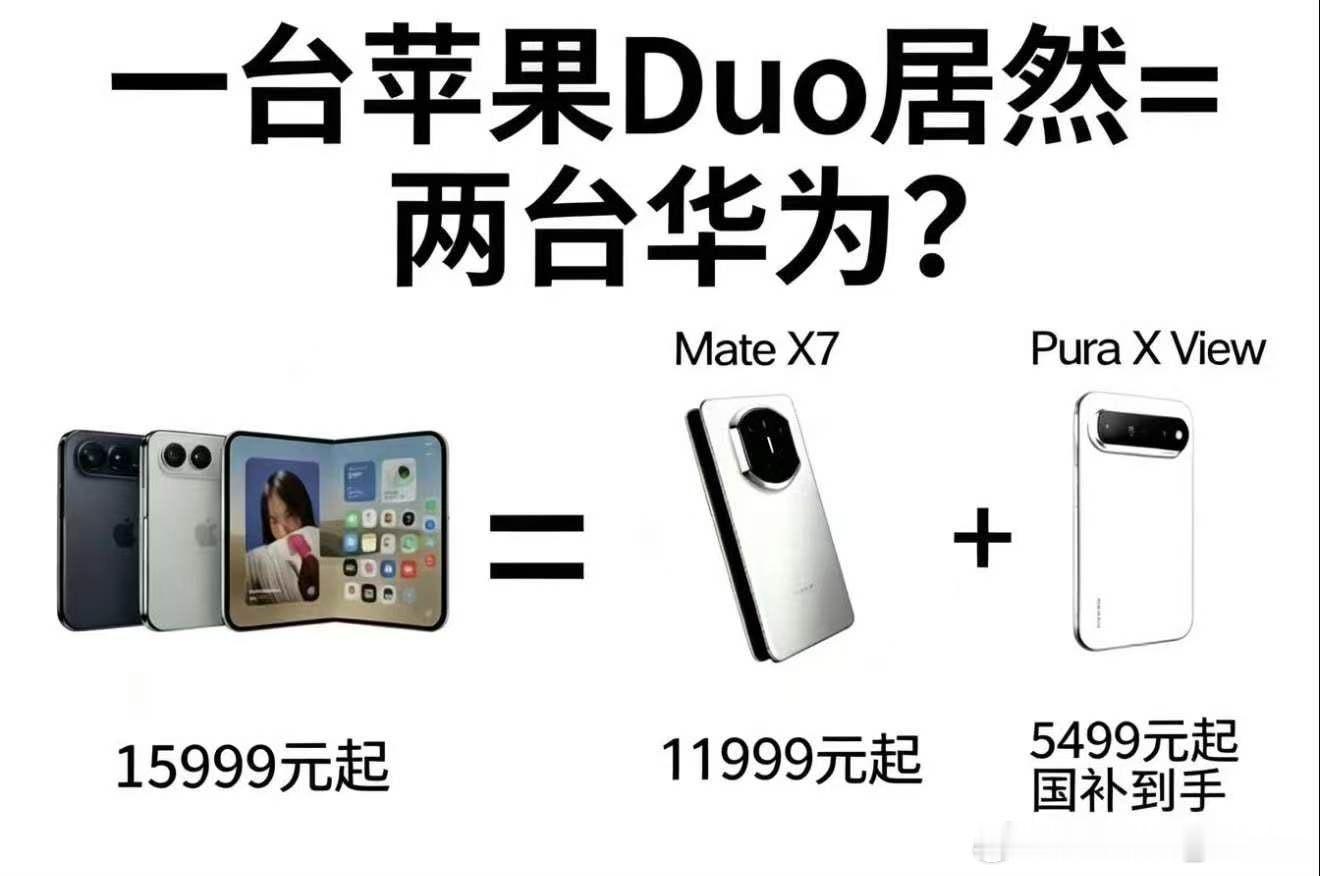 一台苹果等于=2台华为=我可以同时拥有两台新手机#华为PuraXMax#华为阔折叠#iphoneduo ​