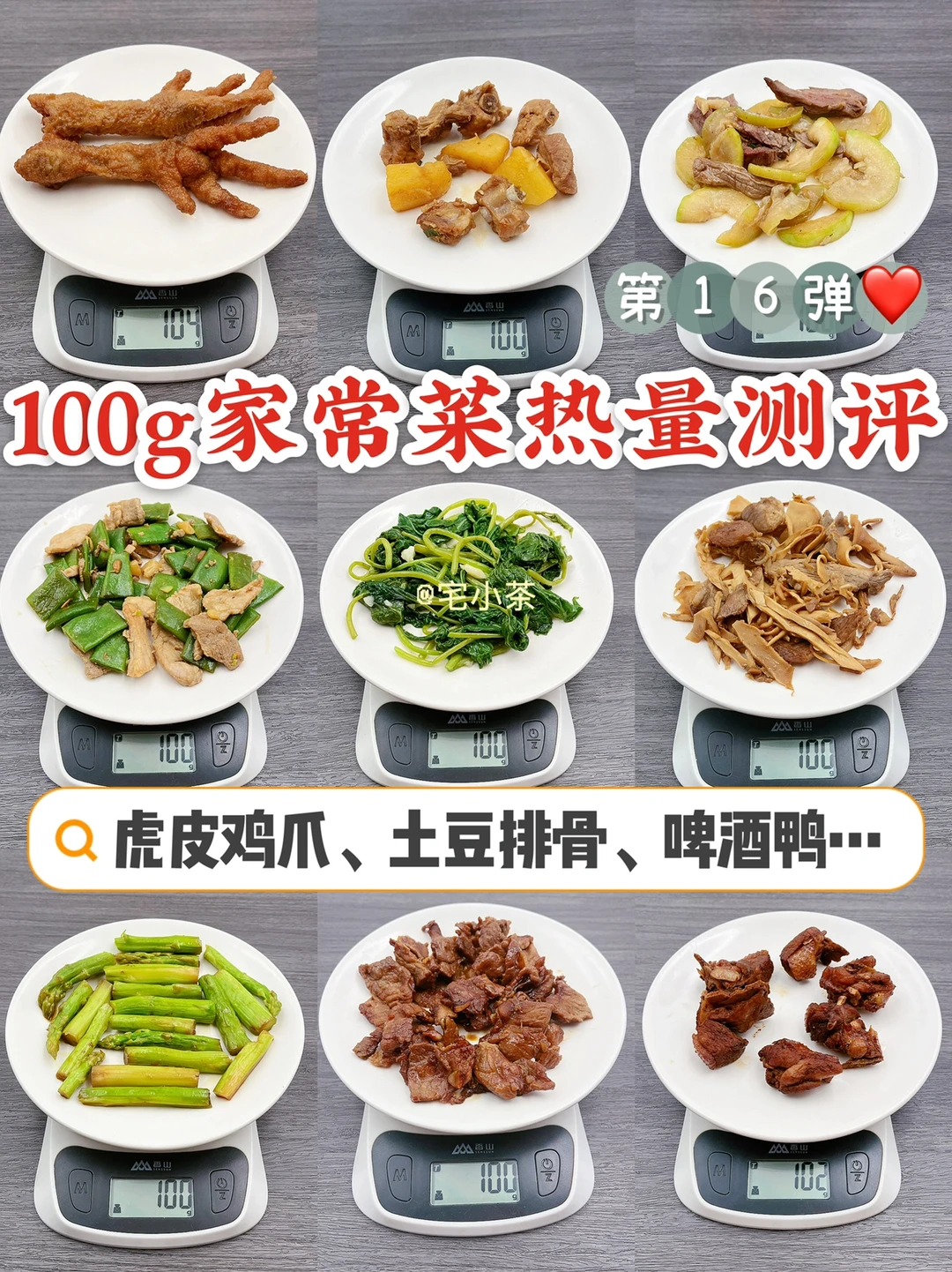 100g家常菜热量测评✅第16弹‼️鸡爪、排骨…