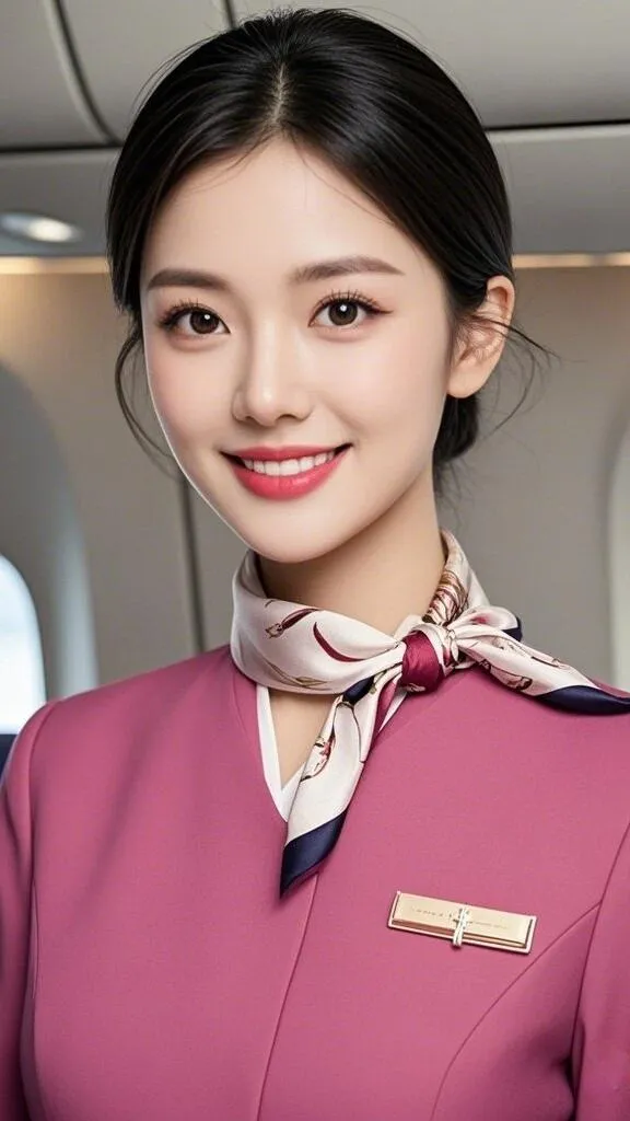 微笑空乘，优雅出镜，机舱里的温暖微笑😊