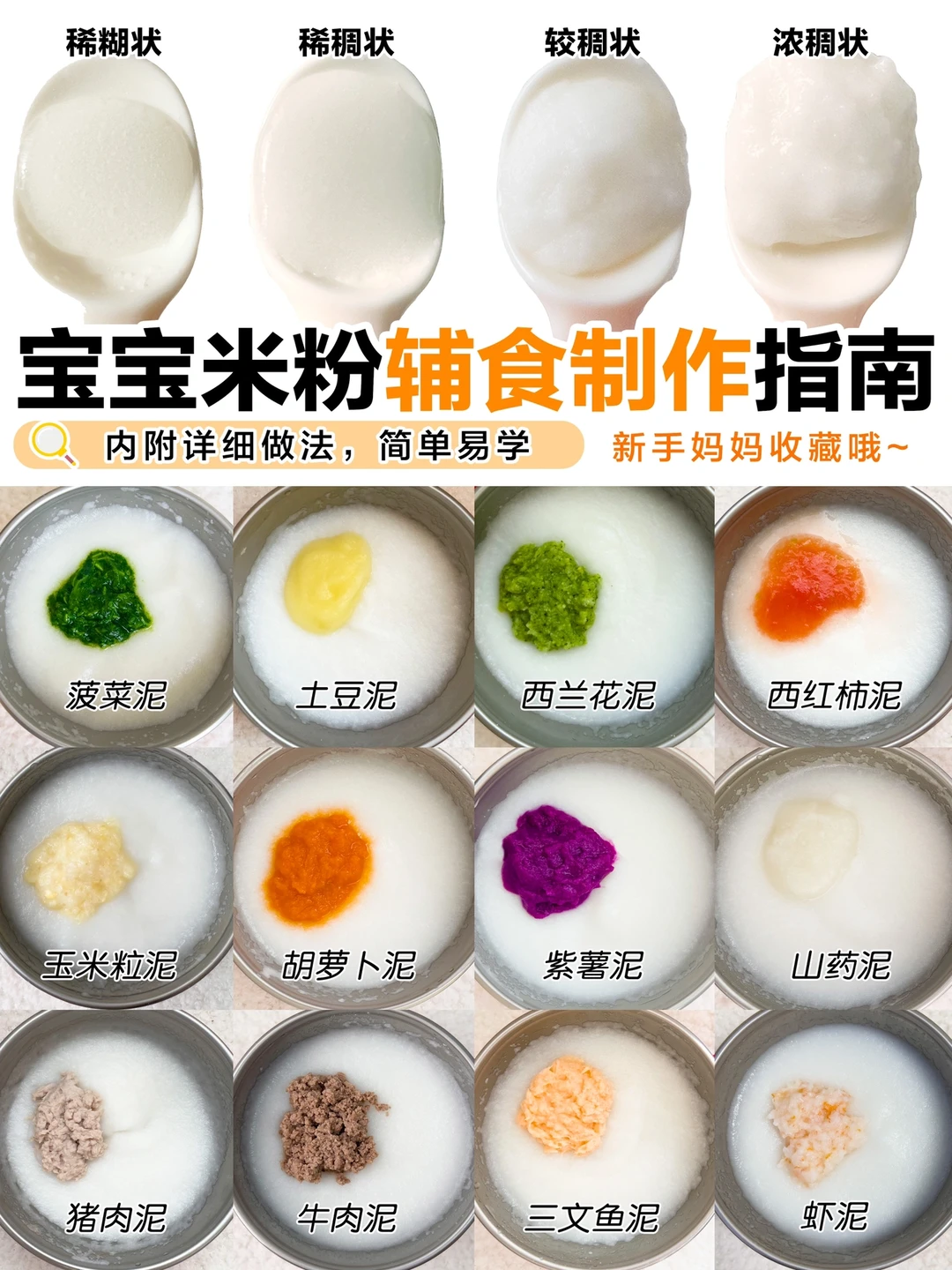 宝宝米粉辅食泥菜谱‼️附详细教程🗒
