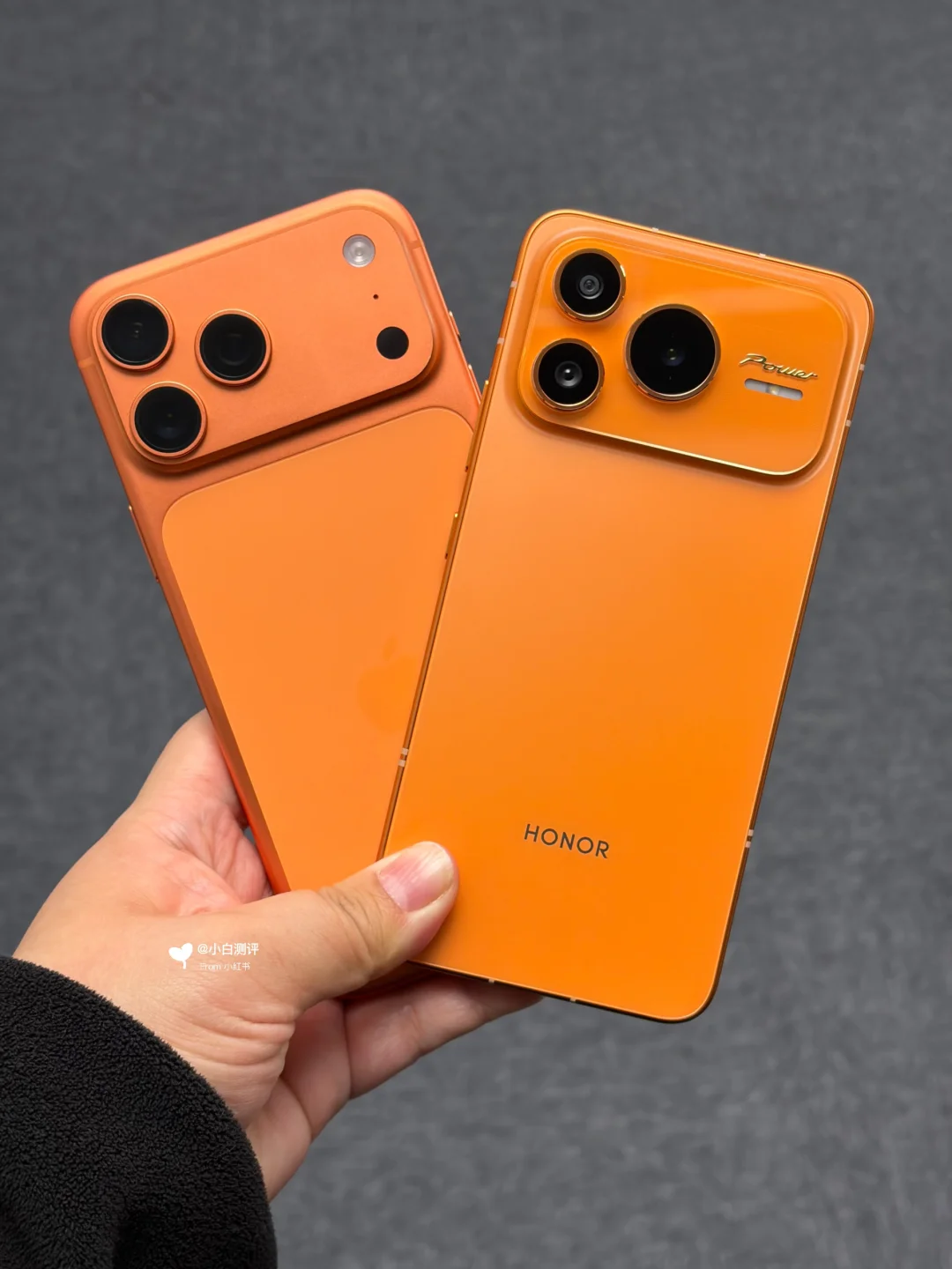 橙色横向大矩阵 荣耀Power2对比iPhone17PM