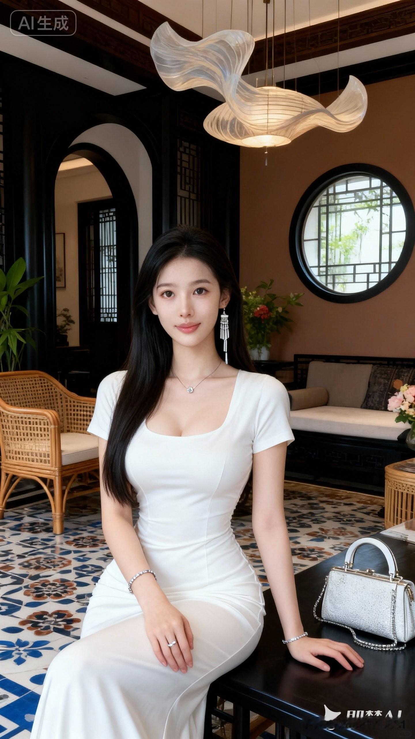 优雅白裙，精致妆容，时尚穿搭，气质满满！💃🏻✨