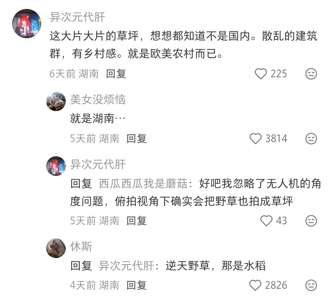 把水稻田看成草坪，狂吹欧洲，能不能自己去经历一次上山下乡啊，这种你受得了嘛[允悲]
#迷惑行为大赏# ​
