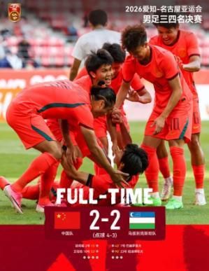 点杀乌兹别克斯坦！U23国足时隔28年拿下亚运铜牌！

亚运会男足铜牌争夺战，中国U23迎战乌兹别克斯坦！

第16分钟胡荷韬破门先拔头筹，对手半场扳平。

下半场王钰栋轰出世界波帮助国足再度领先！

第90分钟对手绝平，2‑2拖进点球大战！

门将李昊神了！点球大战两次扑出对手点球！

历经五轮对决，彭 ​