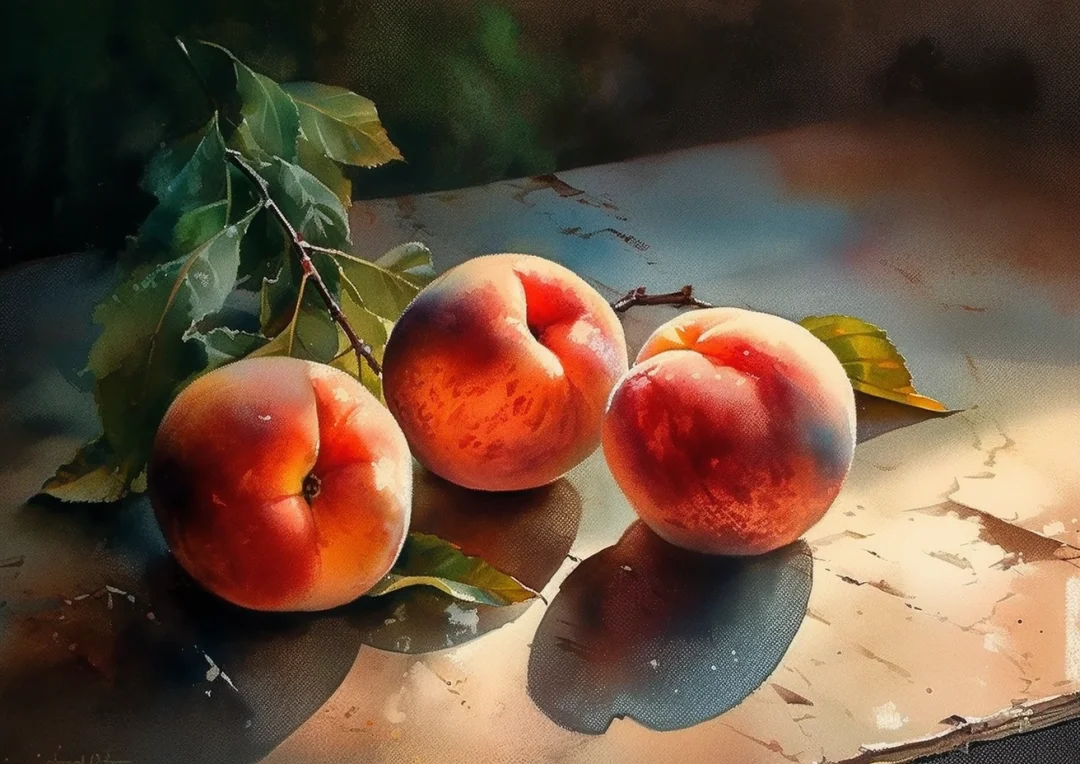 AI水彩 桃子