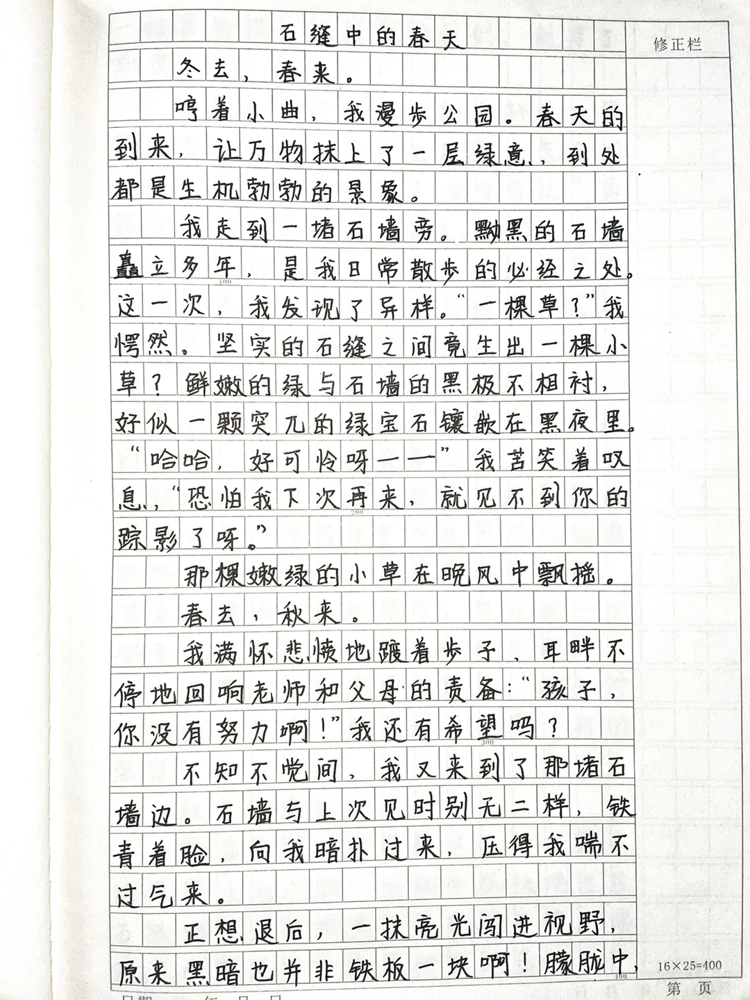 作文：石缝中的春天‼️
