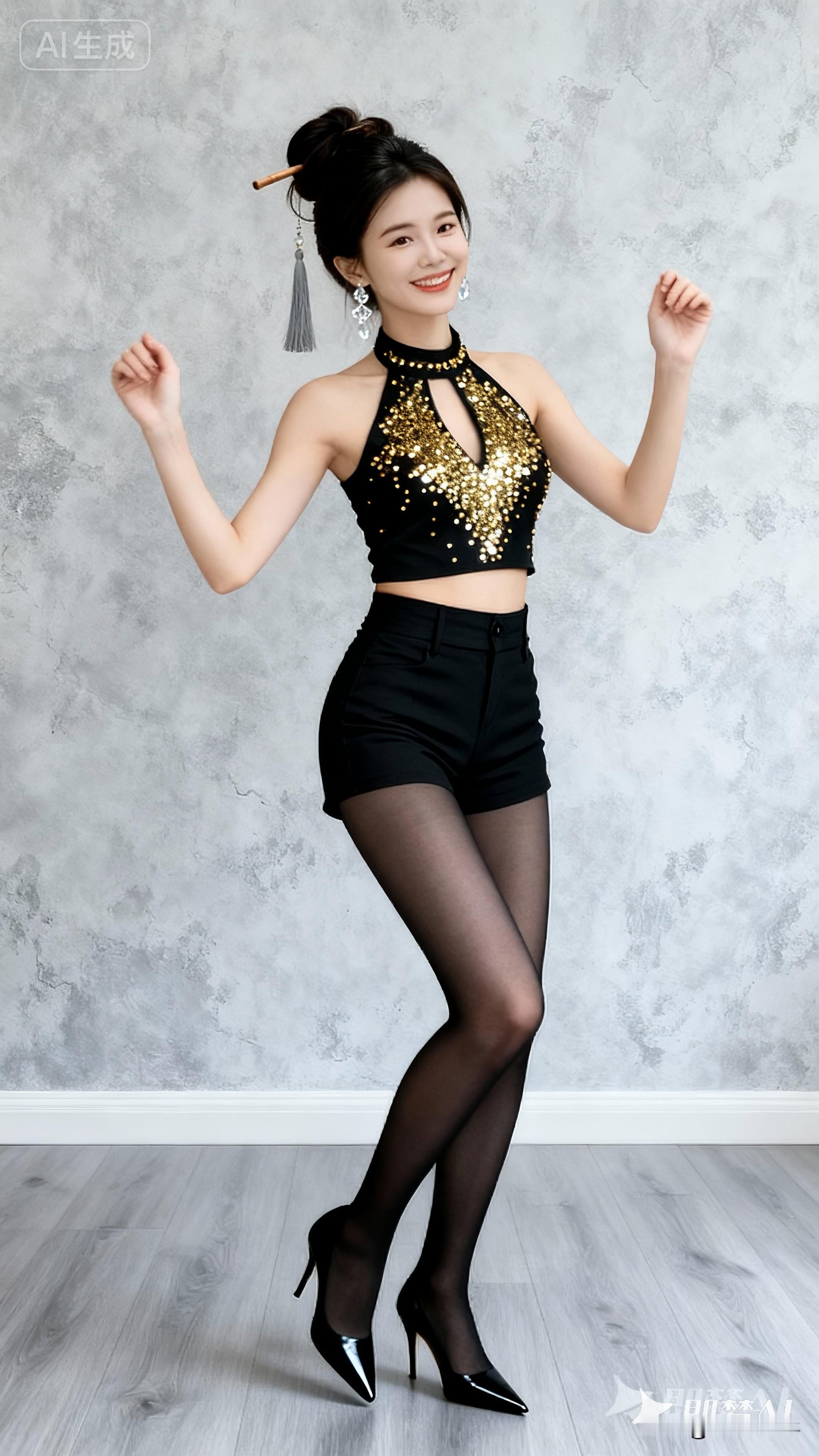闪耀舞台风，性感黑丝诱惑，舞动青春！