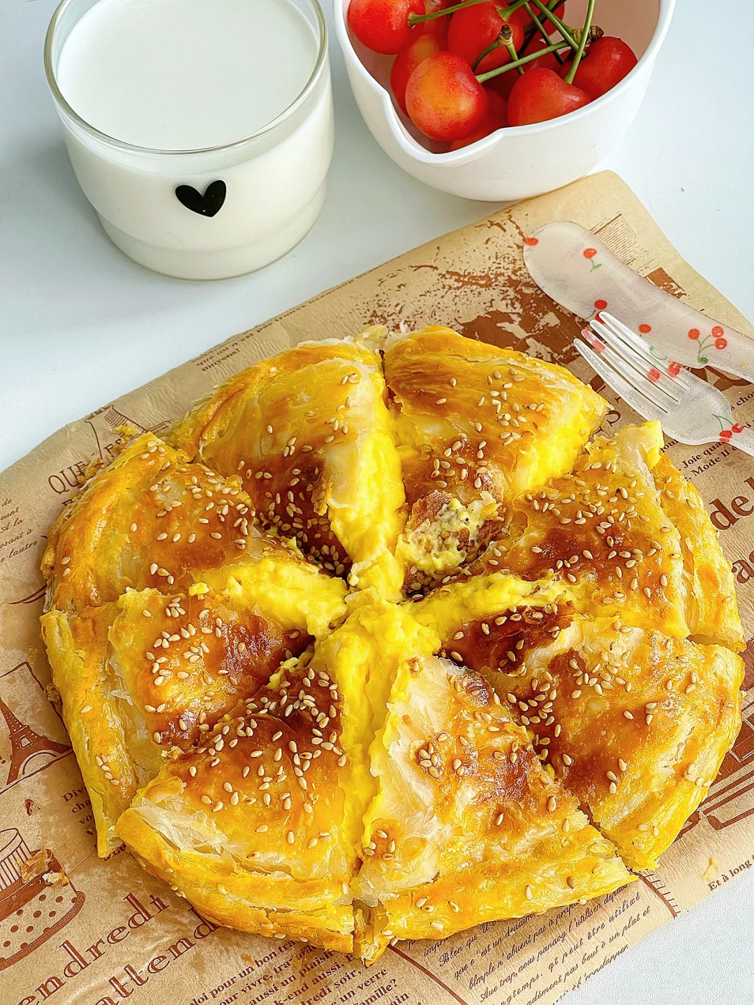 手抓饼的神仙吃法/爆浆奶黄馅儿酥饼