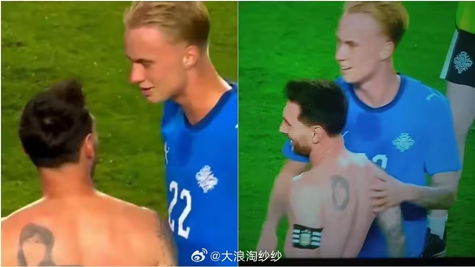 光阴似箭！梅西赛后与早年巴萨队友古德约翰森儿子交换球衣 6月10日讯 ...