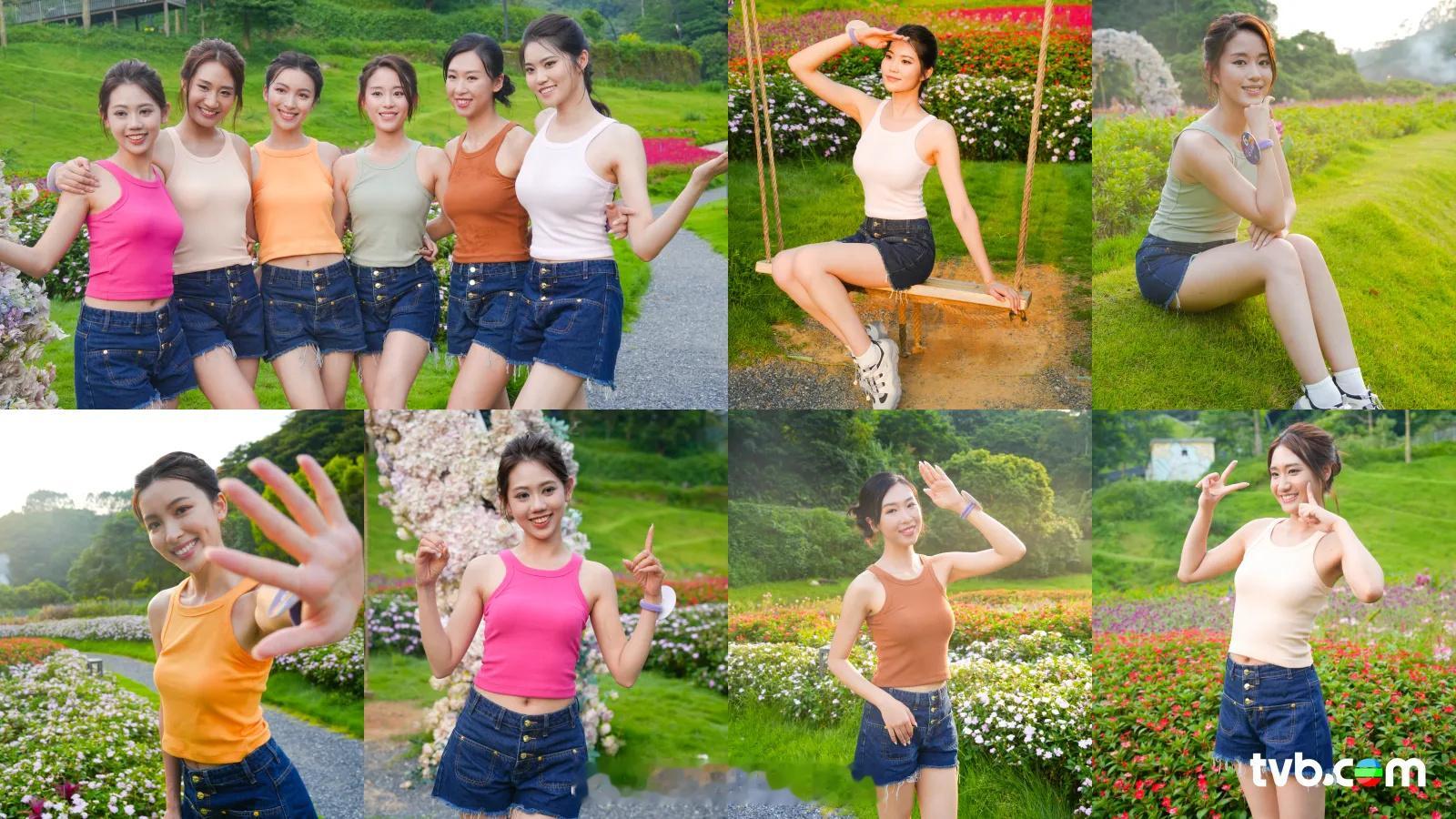 佳麗置身浪漫花海 黃昏拍攝唯美靚相 《2026香港小姐競選》的外景拍攝...
