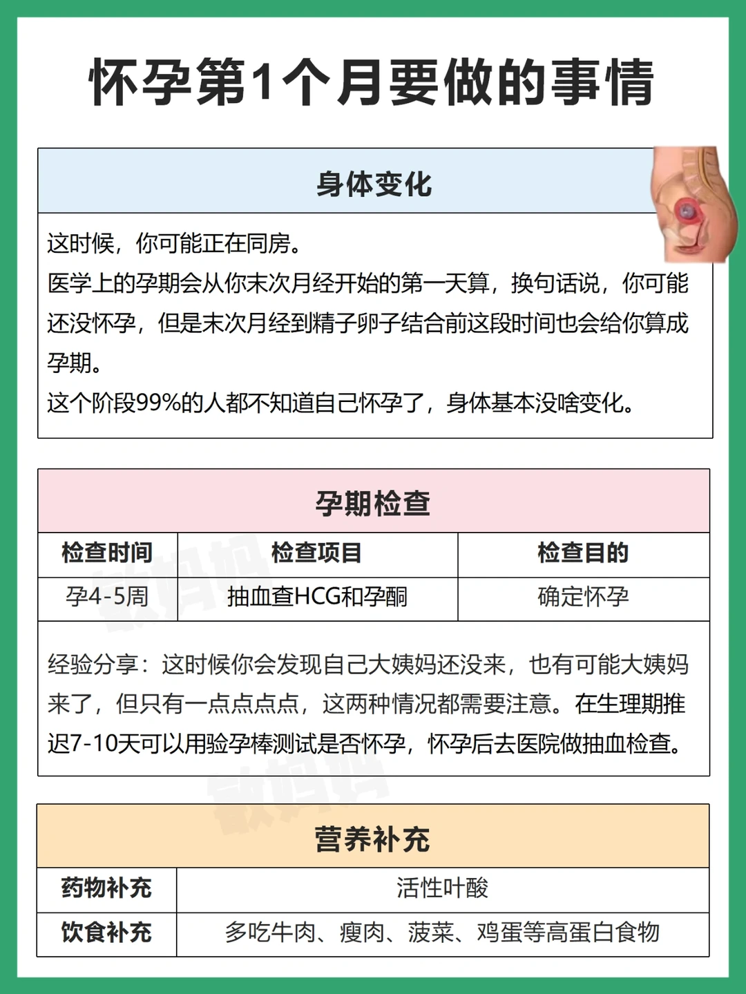 怀孕后每个月要做什么➡️身体变化➕产检表