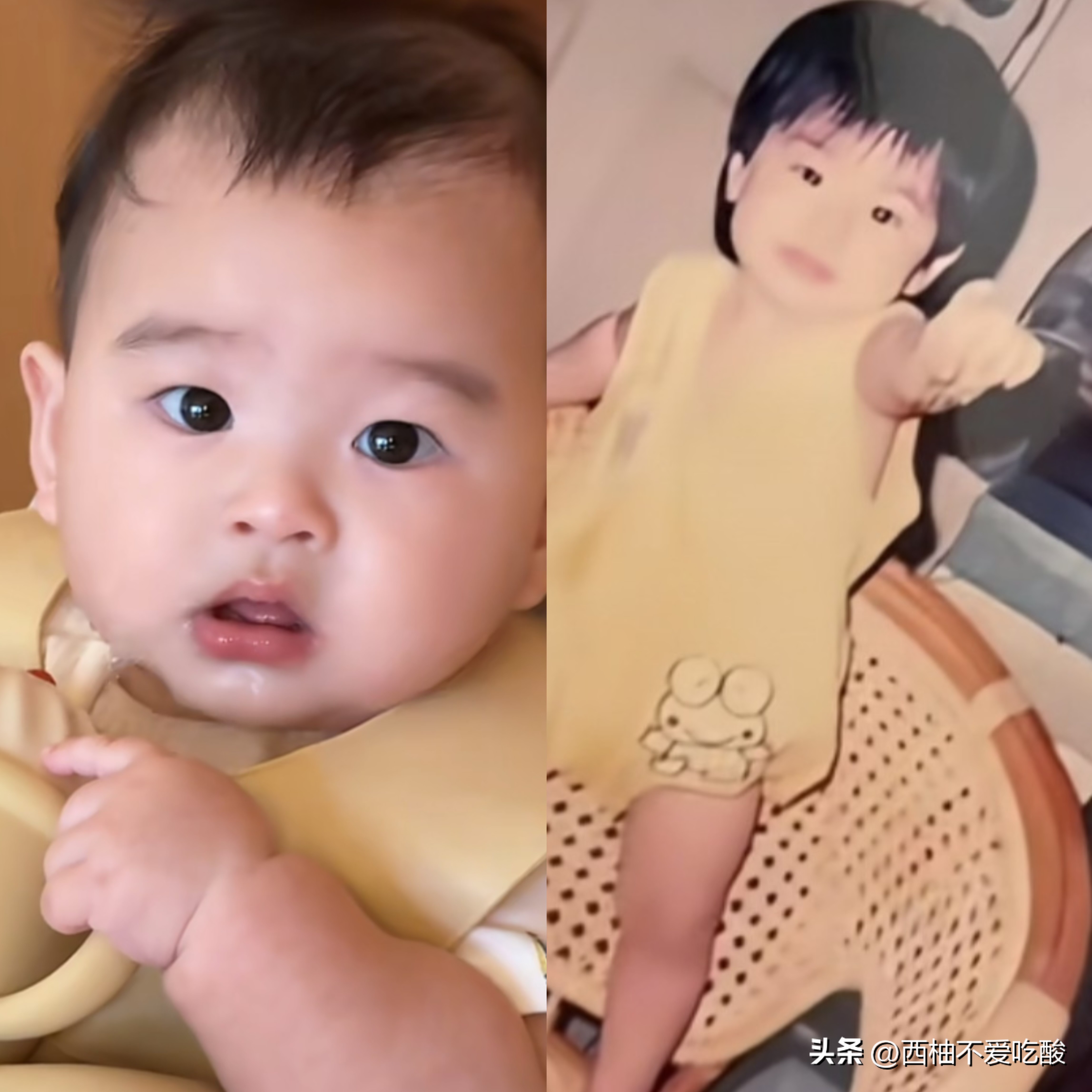 我能接受小菲现在发福了，
也能接受小宝长成了小帅哥，
但我真的没想到，小宝的长相完完全全和妈妈小时候共用了一张脸。

8月30日，马筱梅晒出了一组童年照。
照片里她穿着红格子裙子，在爷爷怀里开心地比耶。
听说她小时候，爷爷就带她去过北京的故宫和长城游玩。
不得不说，筱梅这大眼睛、高鼻梁，真的是从小美