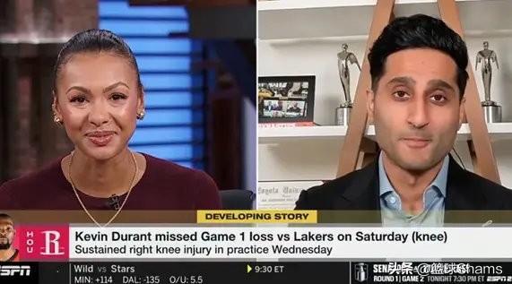 Shams：据我所知，凯文-杜兰特右膝髌腱处有严重的挫伤。 凯文·杜兰...