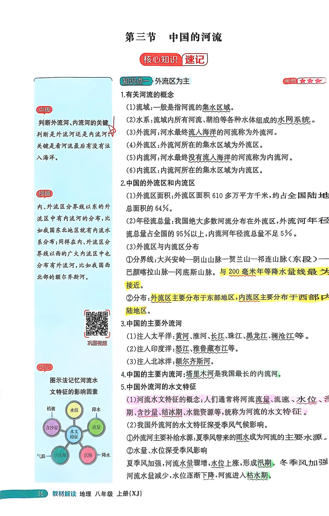 湘教版地理新八上教材解析——-中国的河流