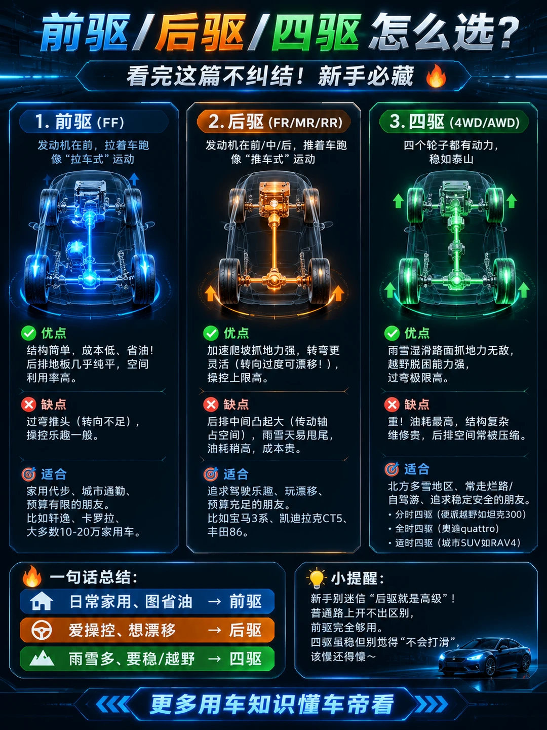 买车选前驱、后驱还是四驱？