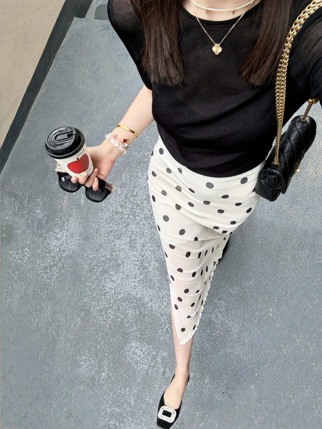要被这条波点裤美晕了！上班就要舒服又漂亮～